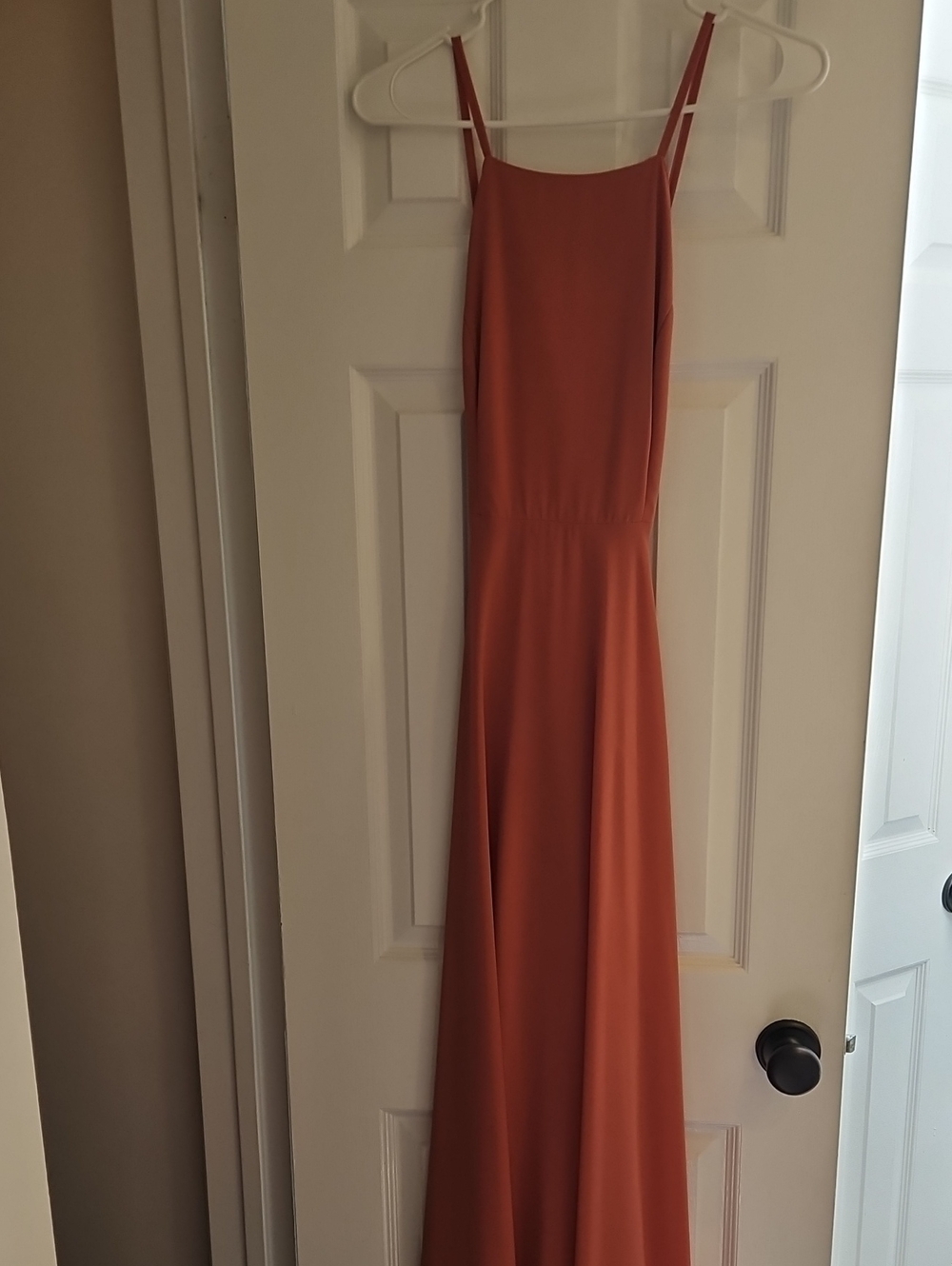 Lulu's Rust Maxi Slip Dress with Spaghetti Straps